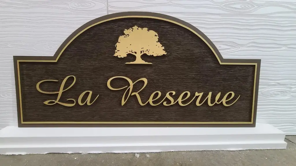 Custom Routed Faux Wood Sign with Gold Lettering — High-End Carved Look Without Natural Material Limitations
