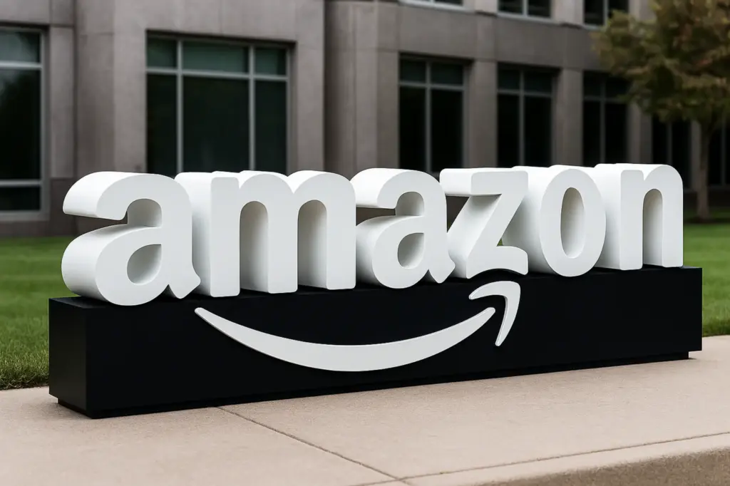 Freestanding 3D Amazon Logo Sign Installation