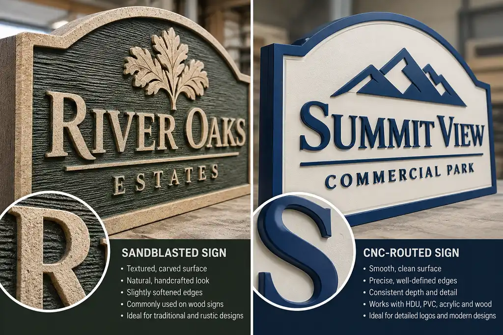 Sandblasted Vs Routed Signs
