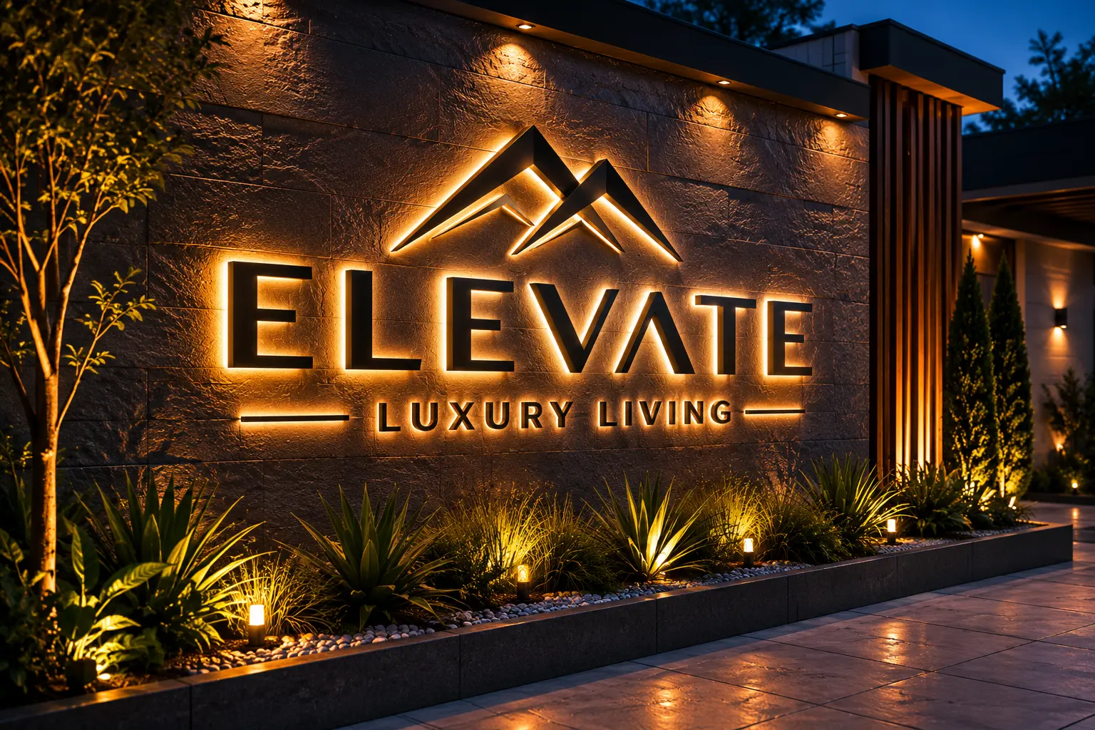 Custom outdoor LED sign with red illuminated lettering